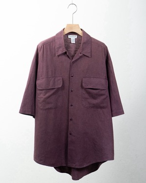open collar linen x cotton short sleeve shirt