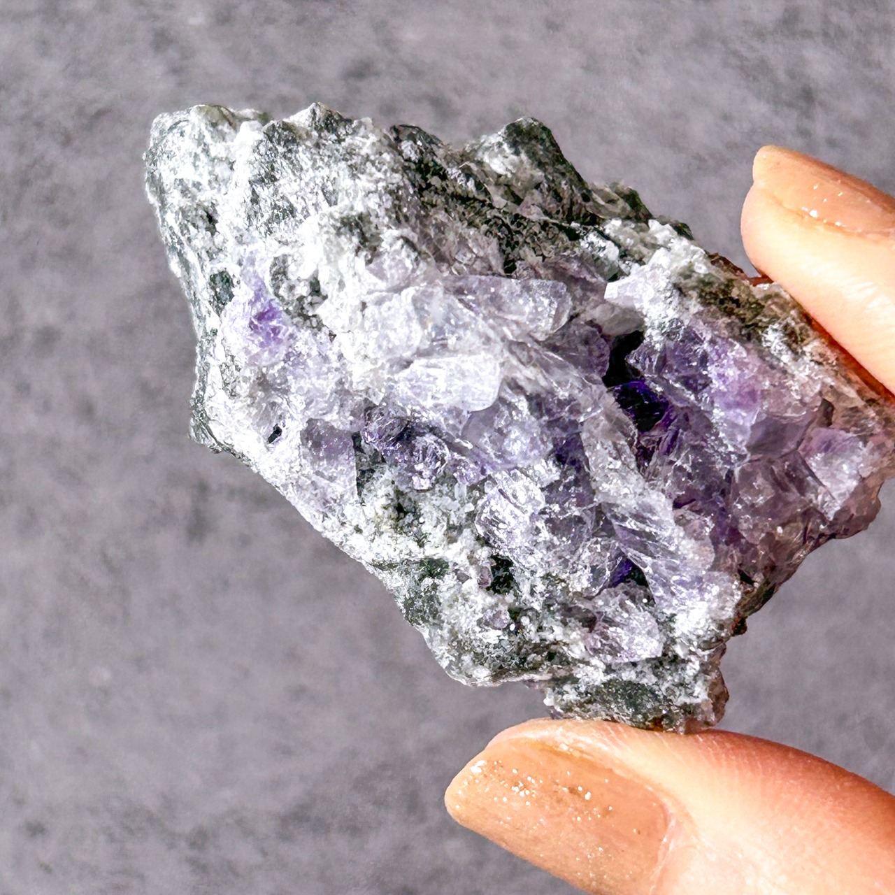 パープルフローライト&水晶