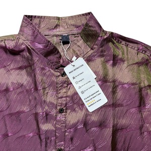 iridescent color stand collar shirt