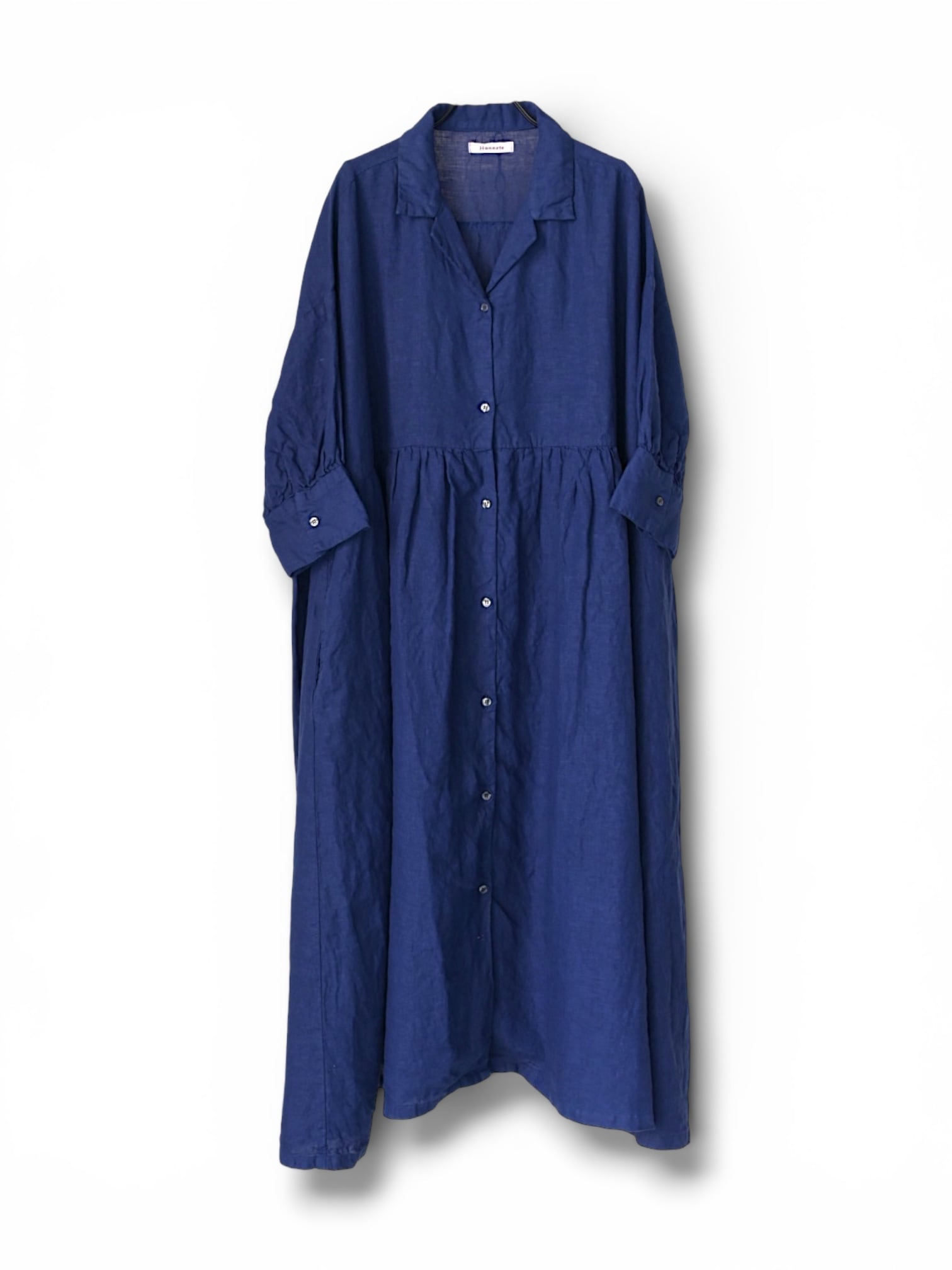 Honnete】オネット lady's Open Collar Gathered Dress | nuno