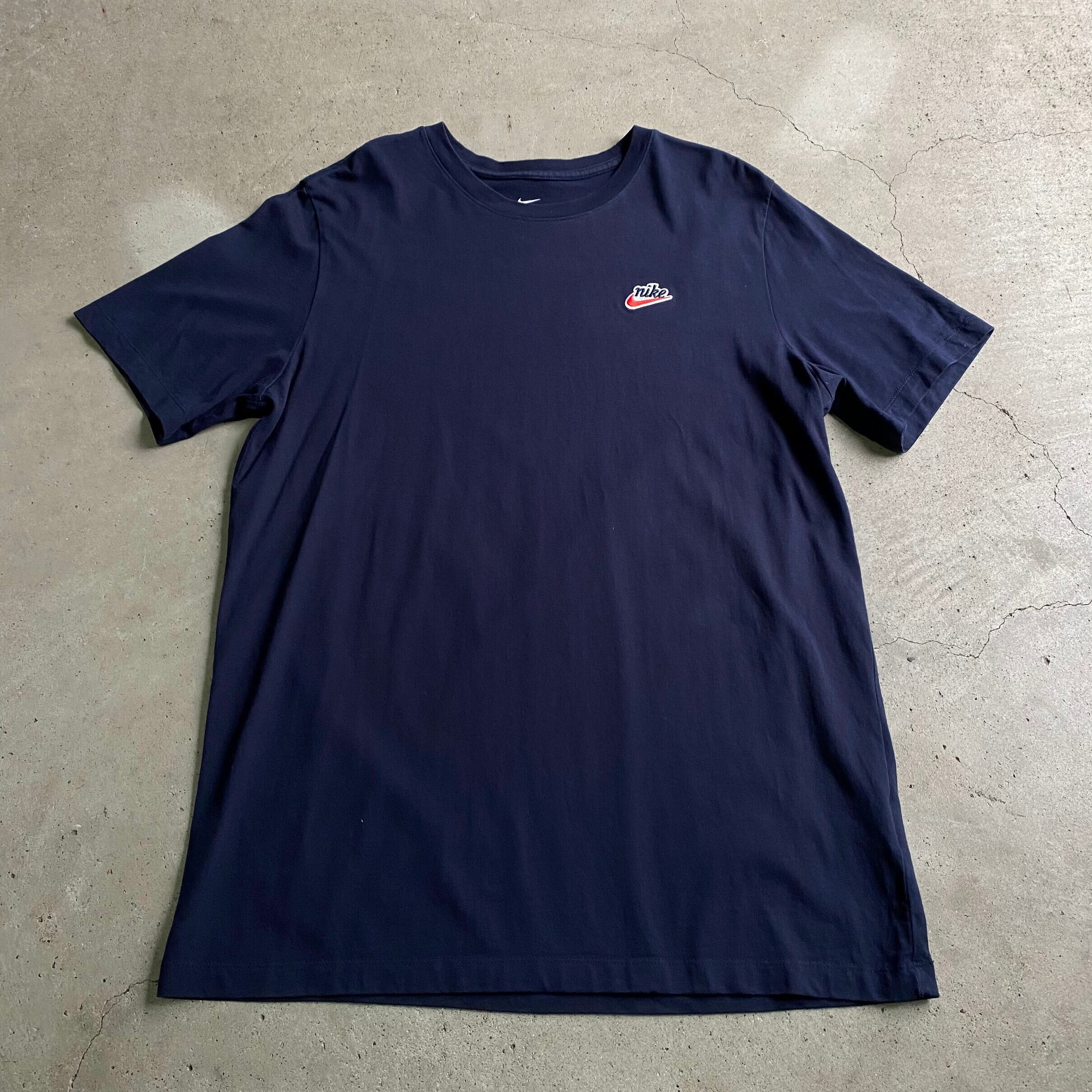 【日本製】00sオールドナイキNIKEワンポイントロゴ刺繍Tシャツ人気一点物レア NIKE ナイキ ワンポイントロゴ刺? ワッペン Tシャツ メンズL 古着