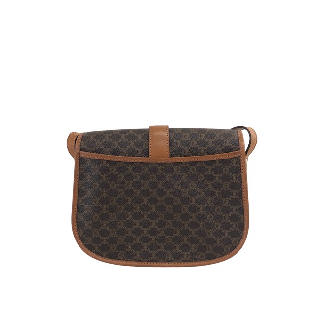 CELINE セリーヌ マカダム フロントベルト レザー クロスボディ ショルダーバッグ ブラウン vintage ヴィンテージ オールド t8ezp8