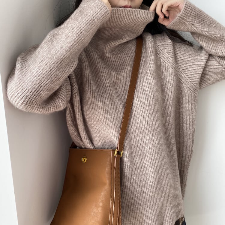 Loose turtleneck rib knit TO0667