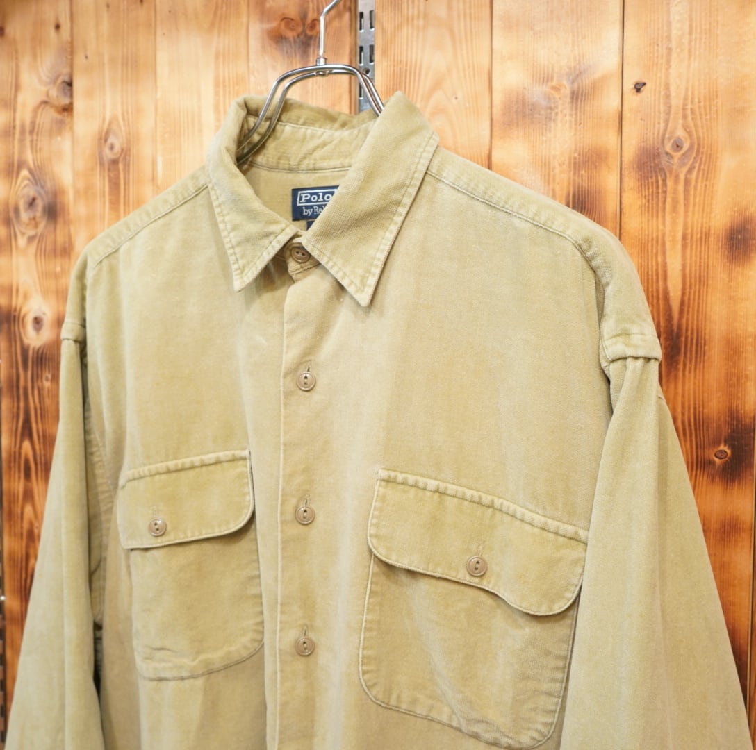 90s ralphlauren BENFORD ベロア 長袖 シャツ L/ラルフローレン