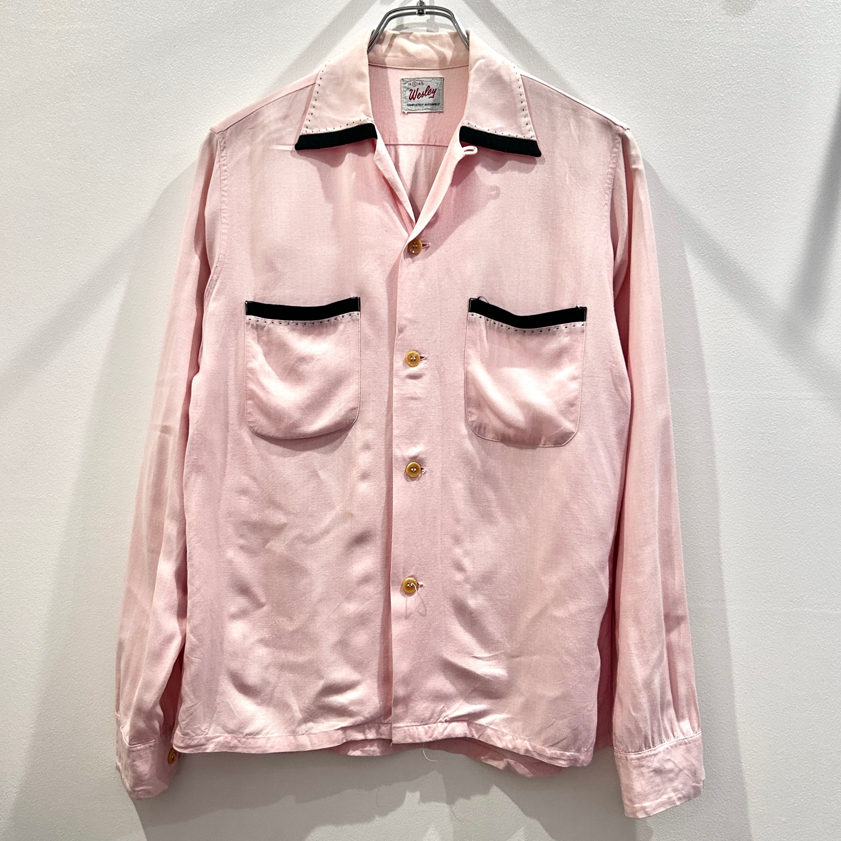 50s Wesley Rayon Shirt Black × Pink 50年代 レーヨンシャツ 黒ピン ロカビリー | ヴィンテージカイトリオレゴン  powered by BASE