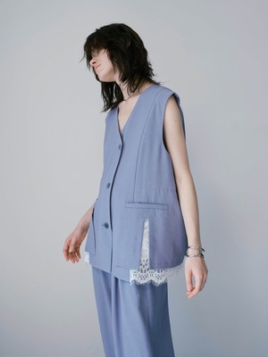 PANO-VE-009 ∫ FRAME LACE VEST _ BLUE