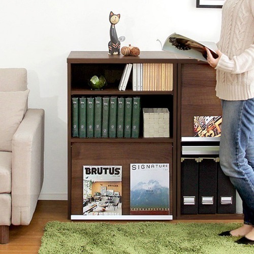 収納家具DEALS-ディールズ- フラップ扉1枚タイプディスプレイラック 本棚 フラップチェスト