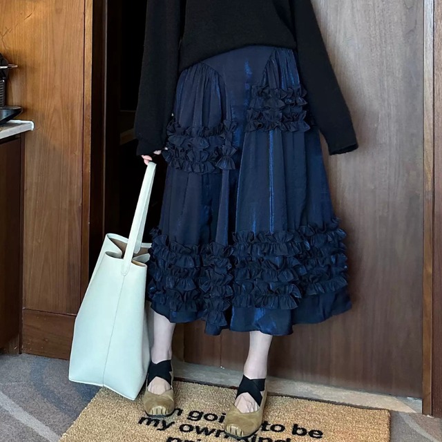 Irregular ruffle skirt 00182