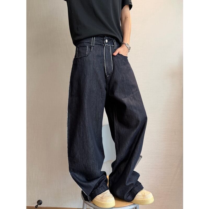 dannyandzeeライセル混フリンジ加工ウォッシュドデニムパンツ