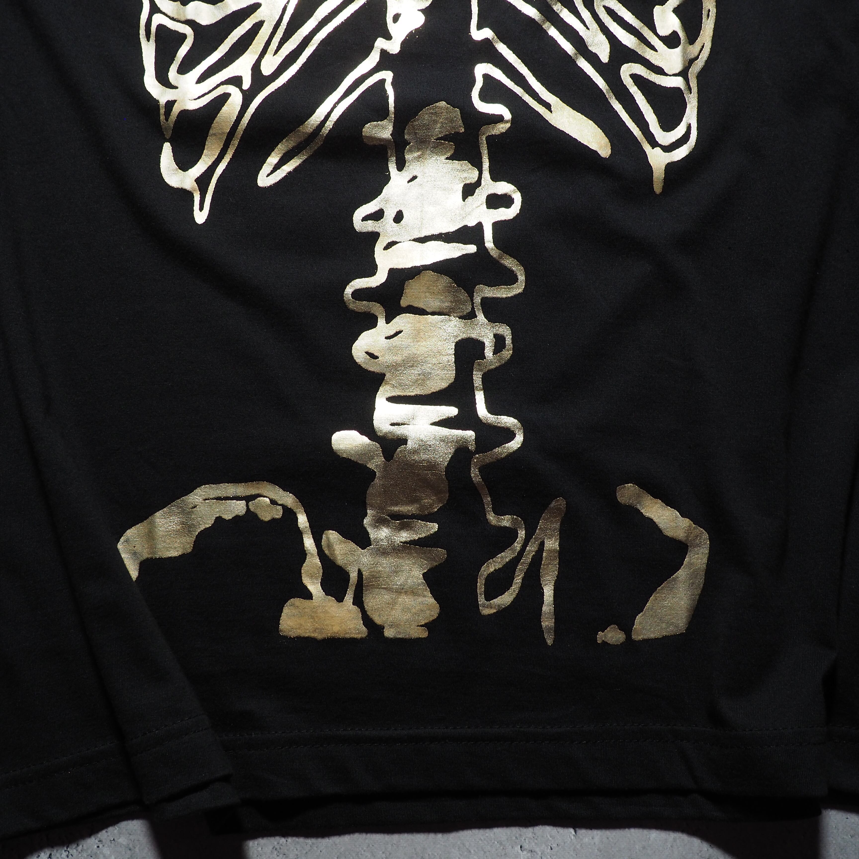 ” Ed Hardy ” Gold Bone framework printed Black SS Tee
