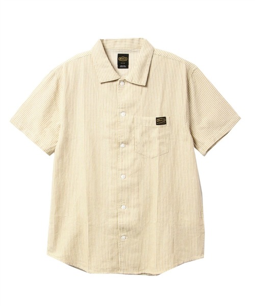 RVCA (ルーカ)  DAYSHIFT STRIPE 2 半袖シャツ BC041-121 KHA(ベージュストライプ)