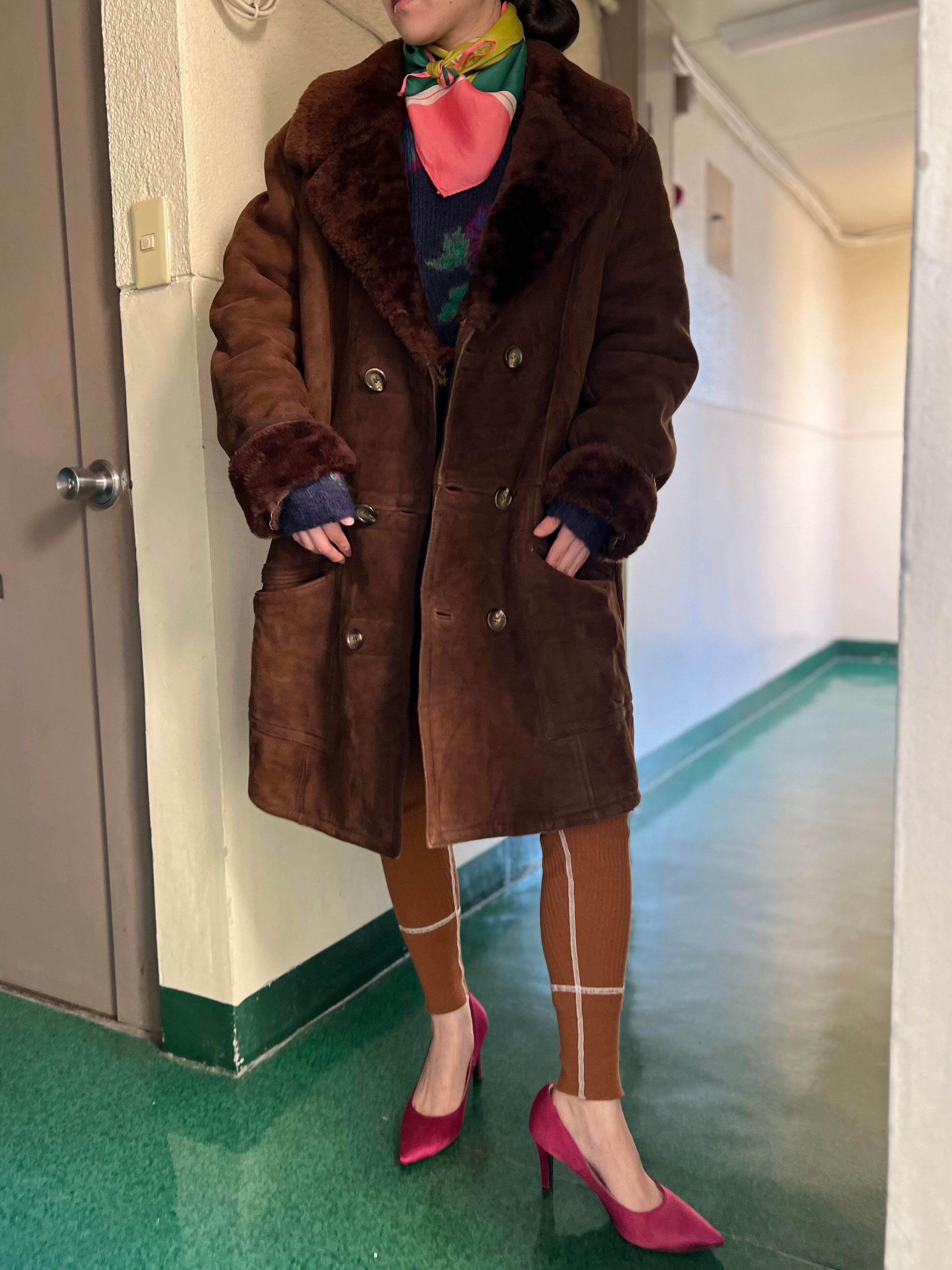 Vintage ITALY brown mouton coat ( ヴィンテージ イタリア