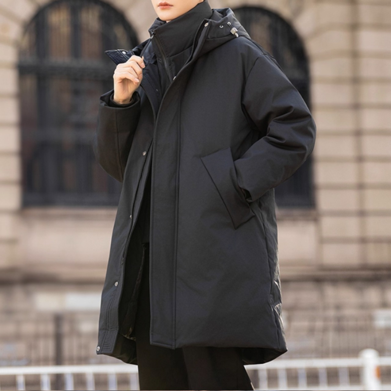 フード付き ヒップ丈 ダウンジャケット af0061