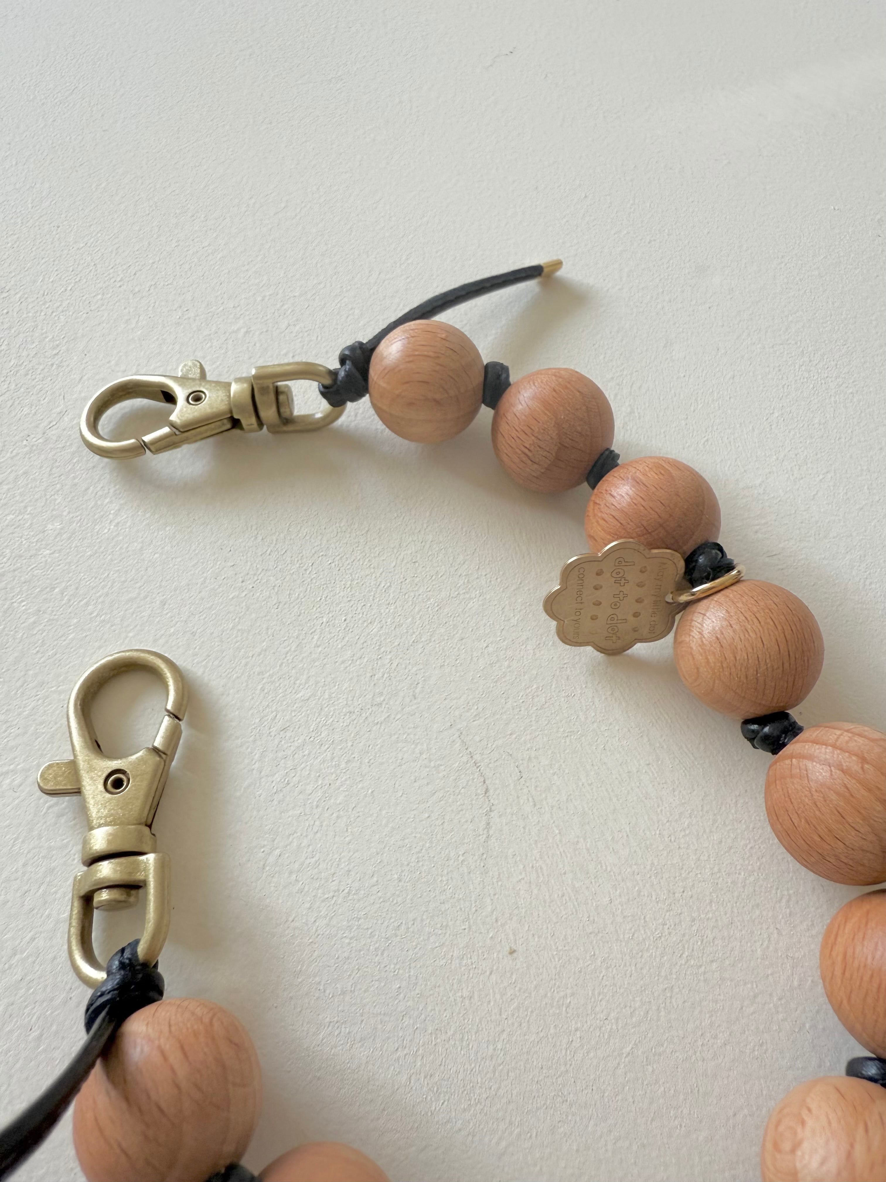 18mm ステッチ本革 WOOD BALL HAND STRAP | dottodot-works