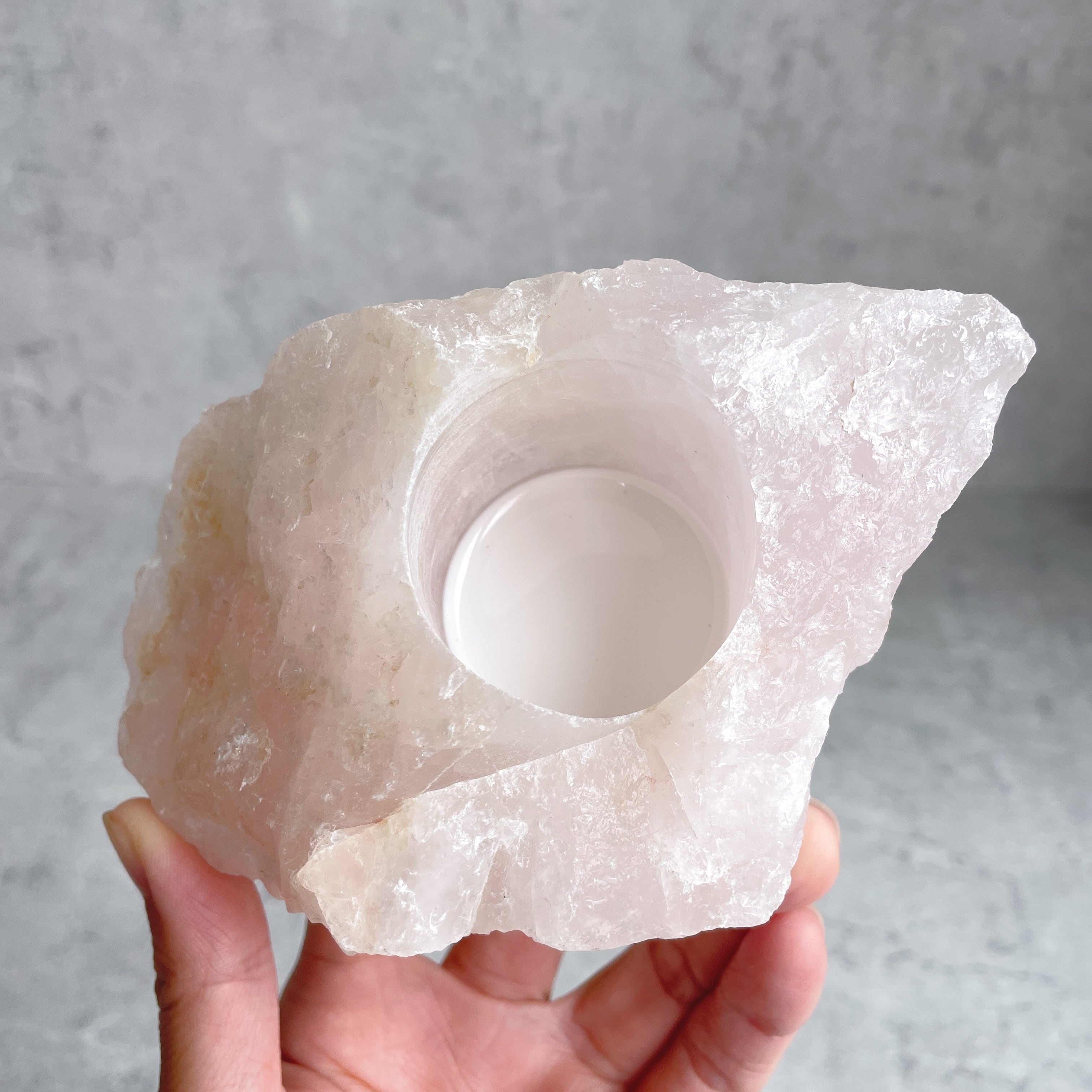 ローズクォーツキャンドルホルダー32◇Rose Quartz candle holder