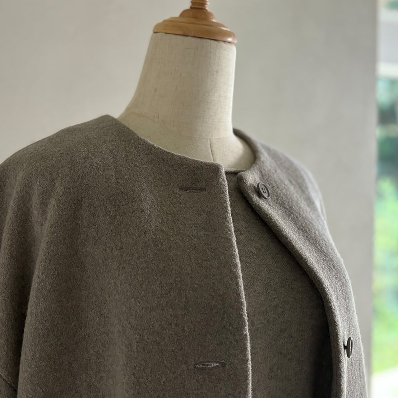evam eva ノーカラージャケット press wool no collar jacket プレスウールノーカラージャケット evam