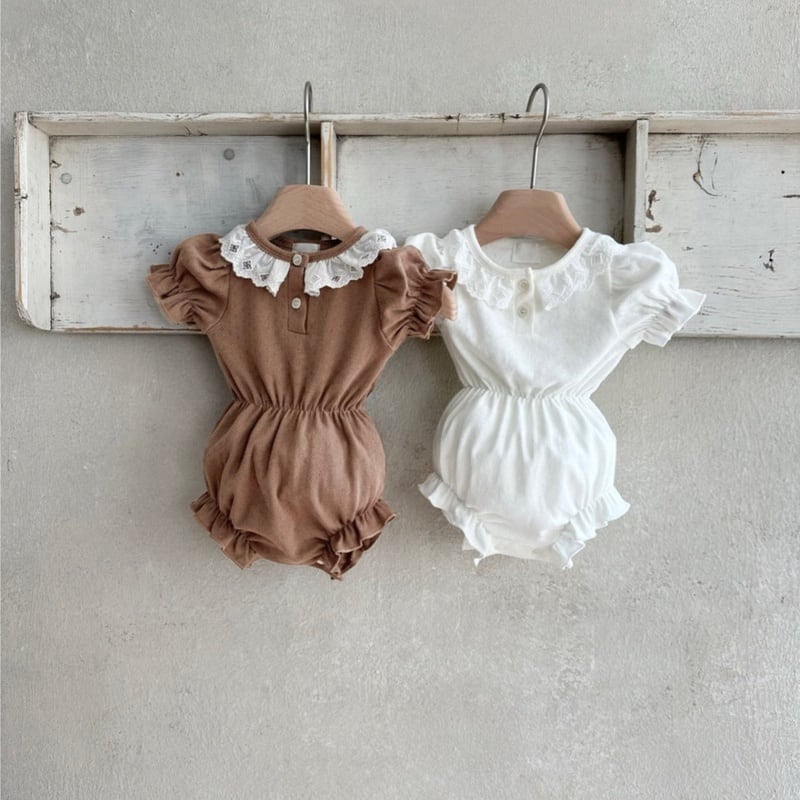 【BABY】夏新作 レース襟可愛いロンパース