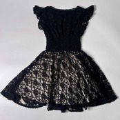 SISLEY シスレー レース フレンチスリーブ ミニワンピース 140cm/ブラック