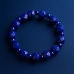 真理と幸運を引き寄せる王の青｜ MIKI-JEWELRY ラピスラズリカットブレスレット｜10mm/16cm｜ Lapis Lazuli Faceted Bracelet｜