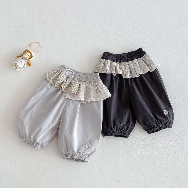 【BABY】ウエストフリルチェックフラワーかぼちゃパンツ - 5