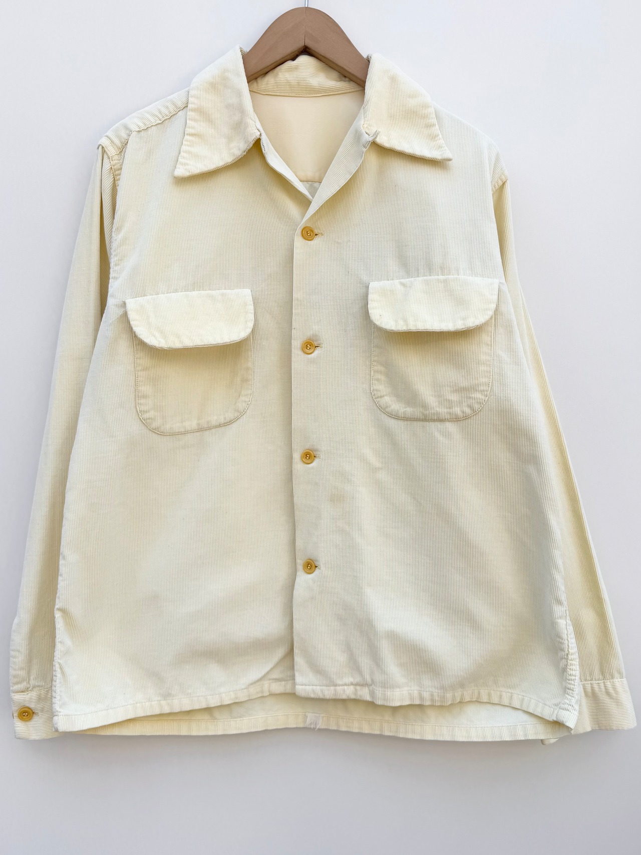 40〜50s CORDUROY OPEN COLLAR SHIRT Size M程