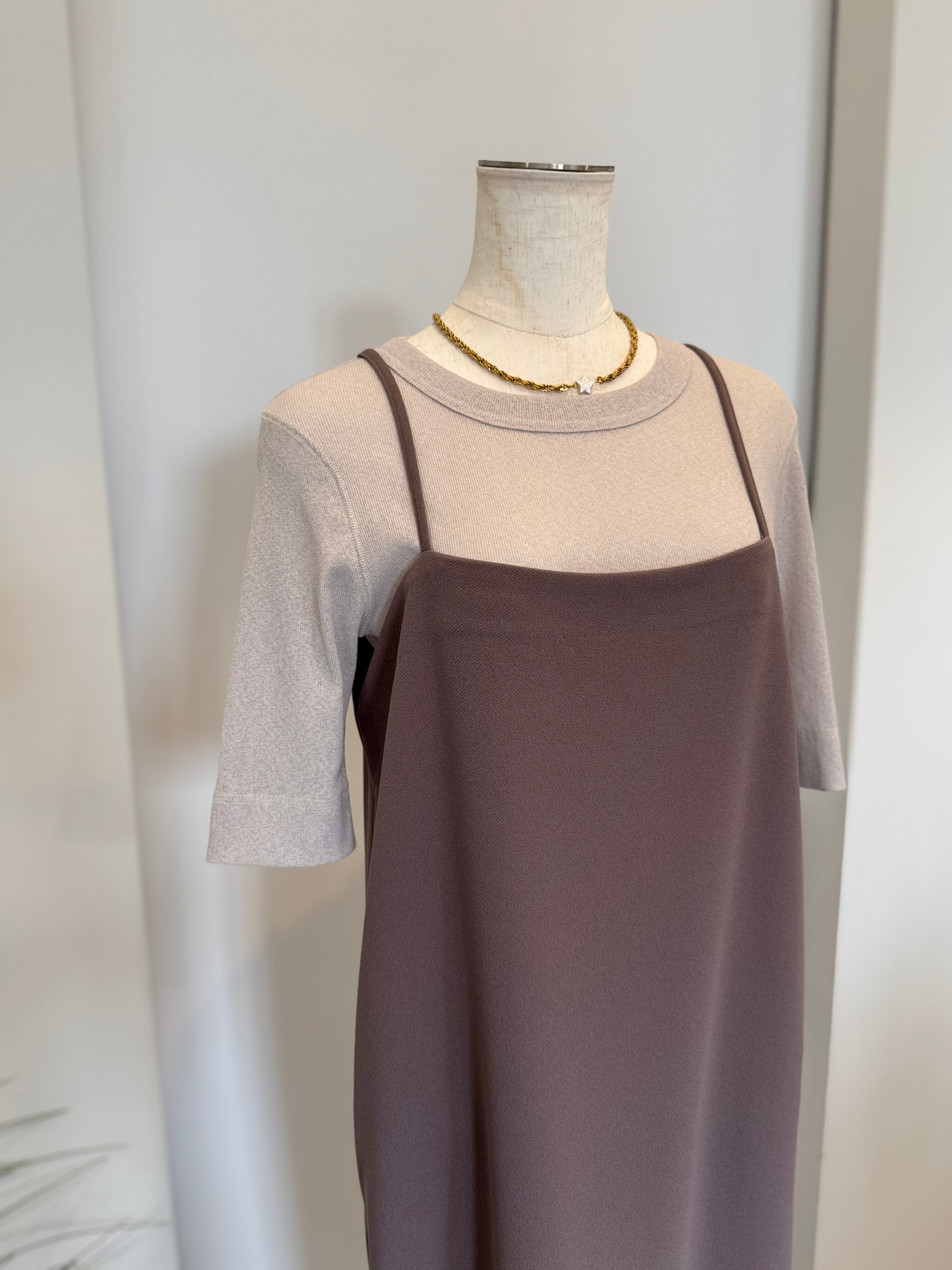 【PASSIONE】バックスリット入りストレッチキャミワンピ　5316114