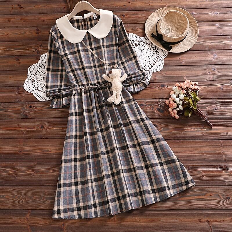 ビッグチェック丸襟ワンピース Cumeist キュミスト