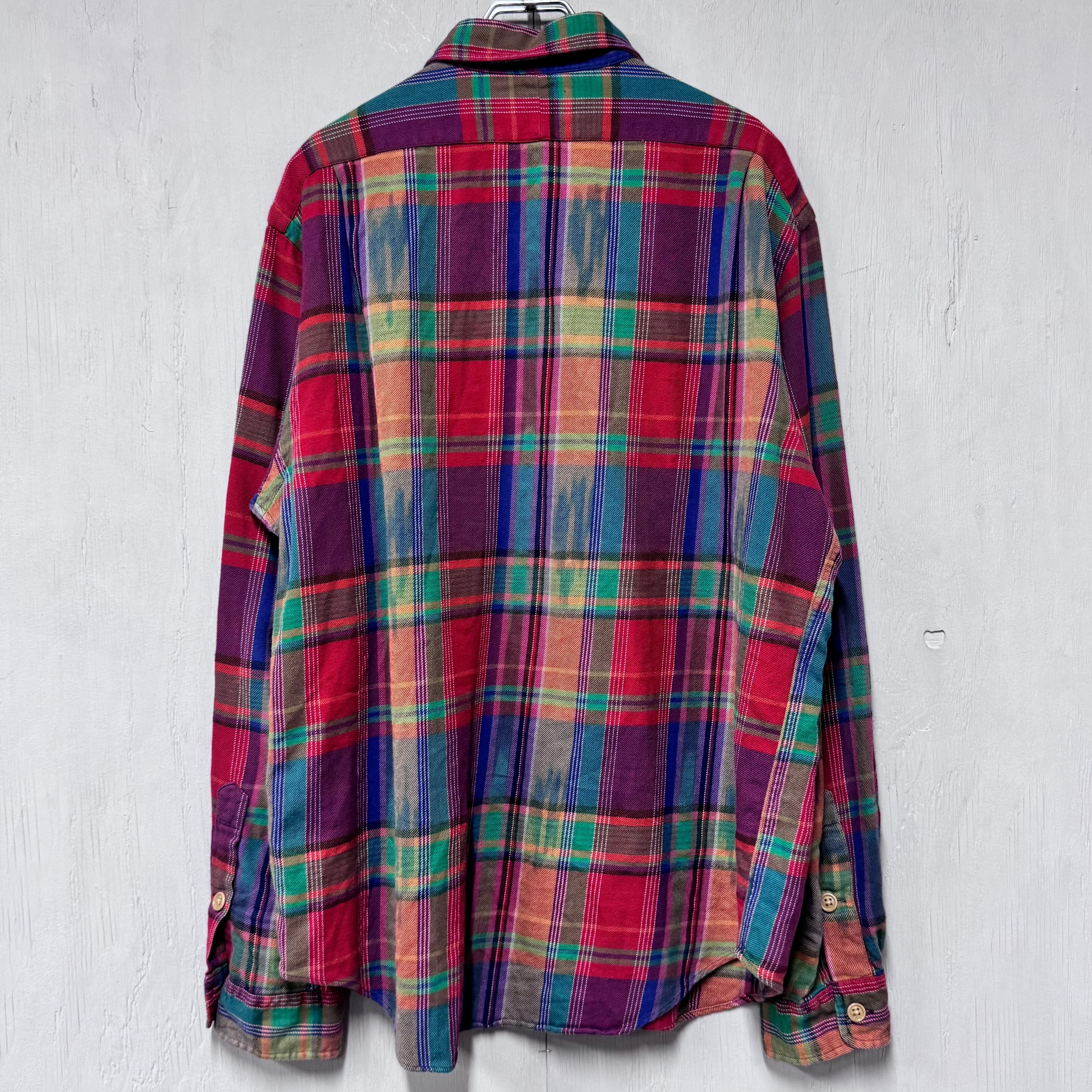 90s Polo by Ralph lauren チェックシャツ ネイティブ柄 レッド L