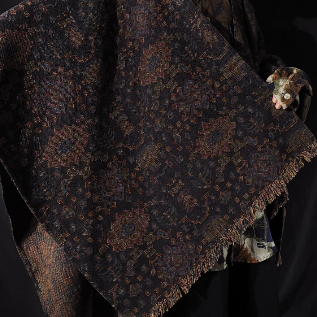 Geometric ethnic gobelin weave vintage poncho