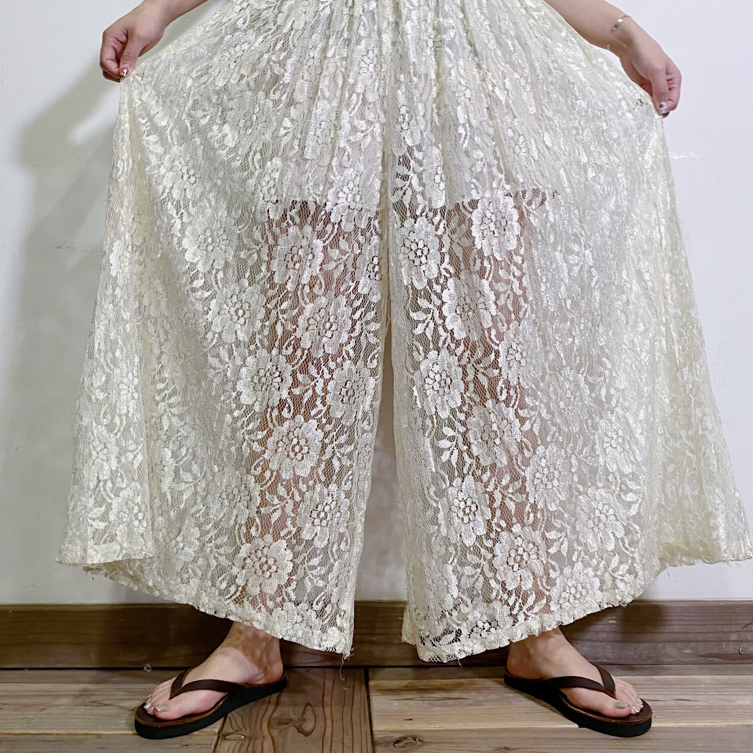 lace long wide pants【789】 LEMON