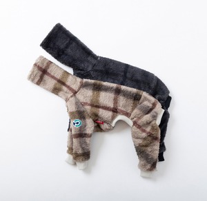 ビッグチェックボアロンパース　beige / イタグレ服