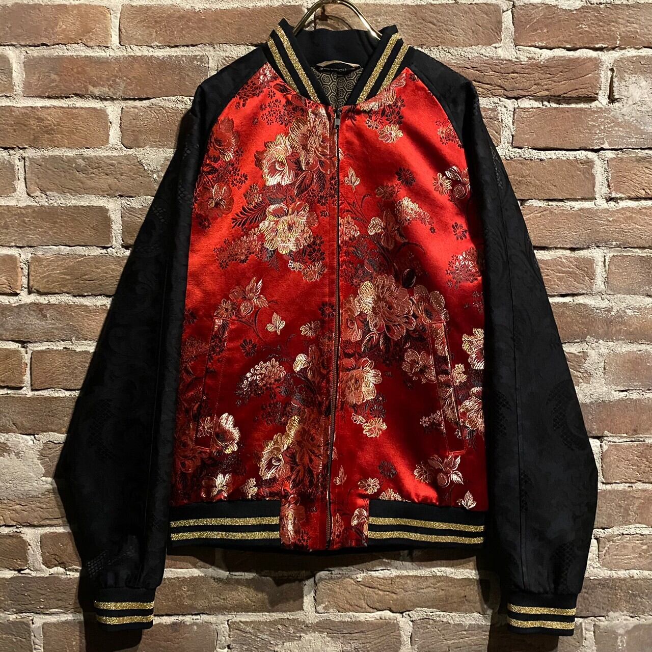 【Caka act3】Beautiful Flower Embroidery 2tone Vintage Souvenier Jacket ...
