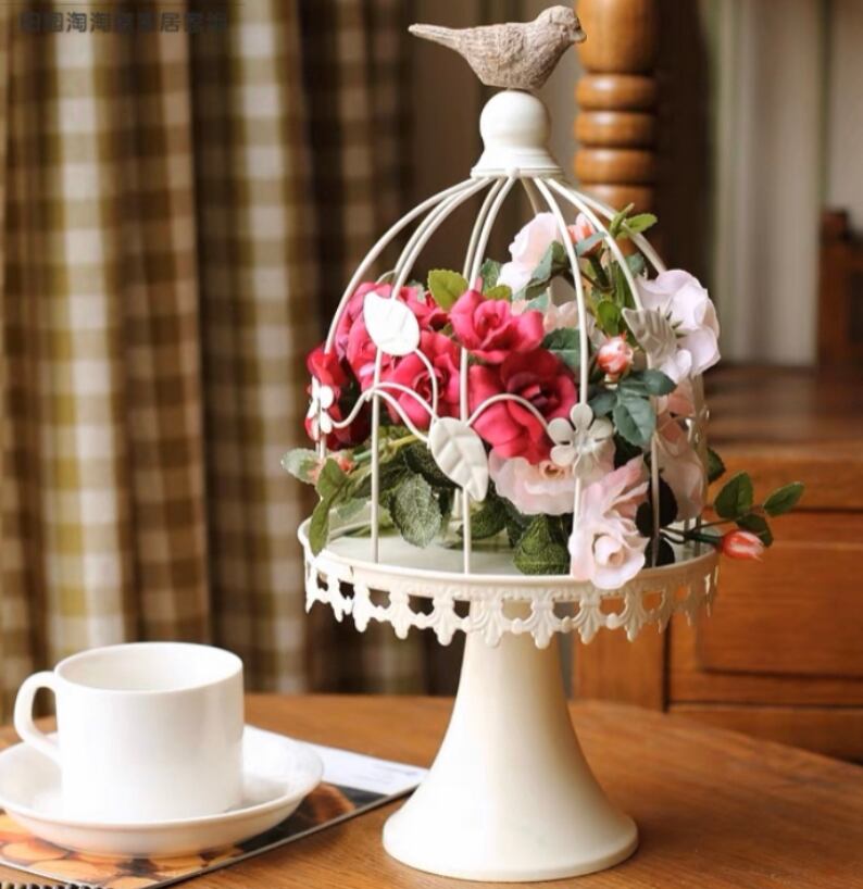 【flower set】Antique white birdcage【m195】