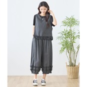 シャーリングフリルSTノースリーブトップス (M~L)