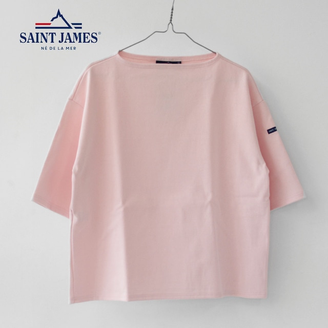 SAINT JAMES [セントジェームス 正規販売店] TEE LOOSE SOLID (DRAGEE) [20jc-drag-ls] 五分袖ドロップショルダー 無地(ライトピンク)・コットンカットソー・五分丈カットソー・LADY'S [2024SS]