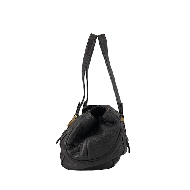 LOEWE ロエベ ハンドバッグ ブラウン 型押しロゴ レザー フラップ vintage ヴィンテージ オールド s7e7fm