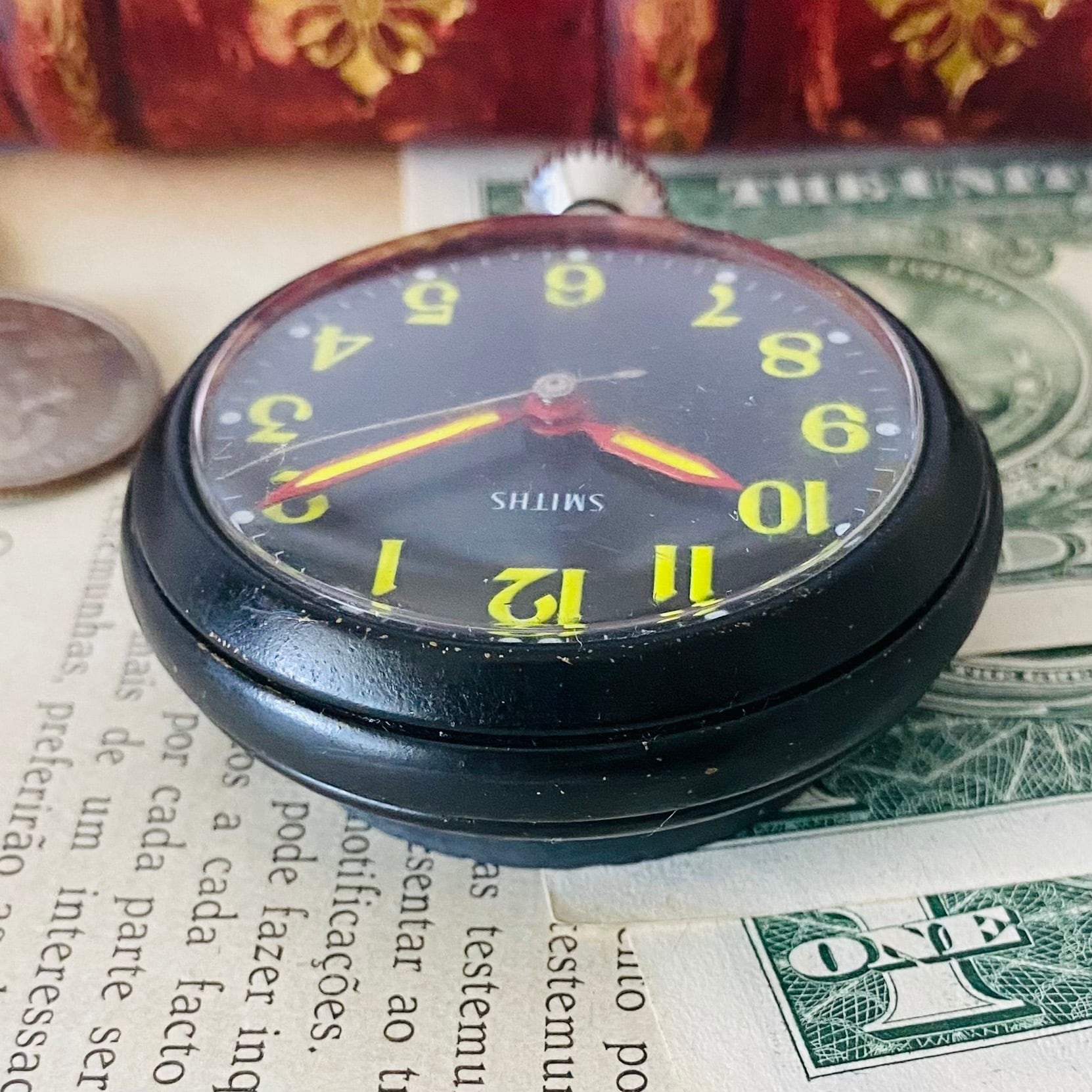 高級懐中時計】美品 スミス 黒 51mm 1970年代 モーターウォッチ メンズ 