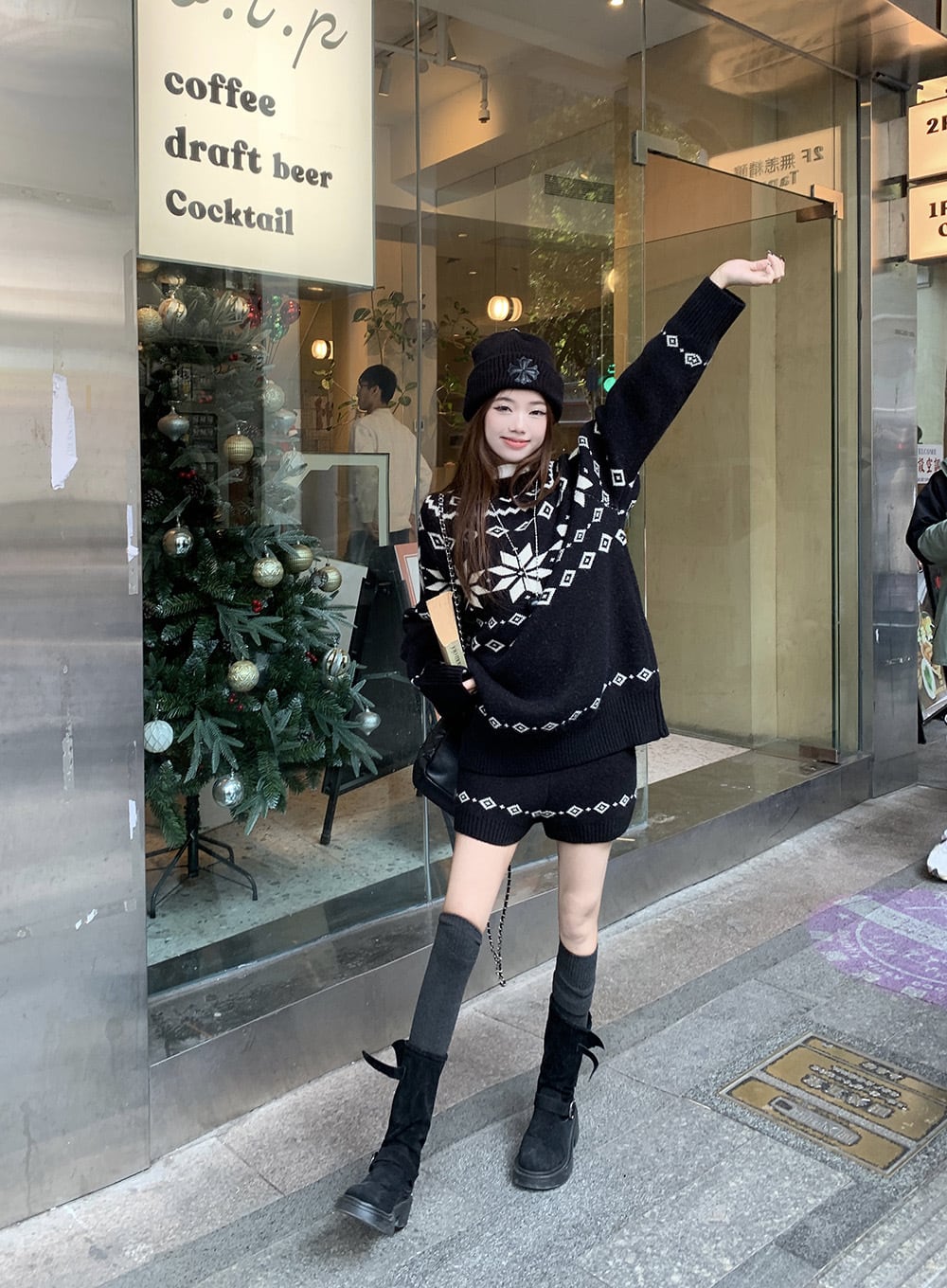 set】ジャカードニットセーター×ショートパンツセット M28675 | nanastyle