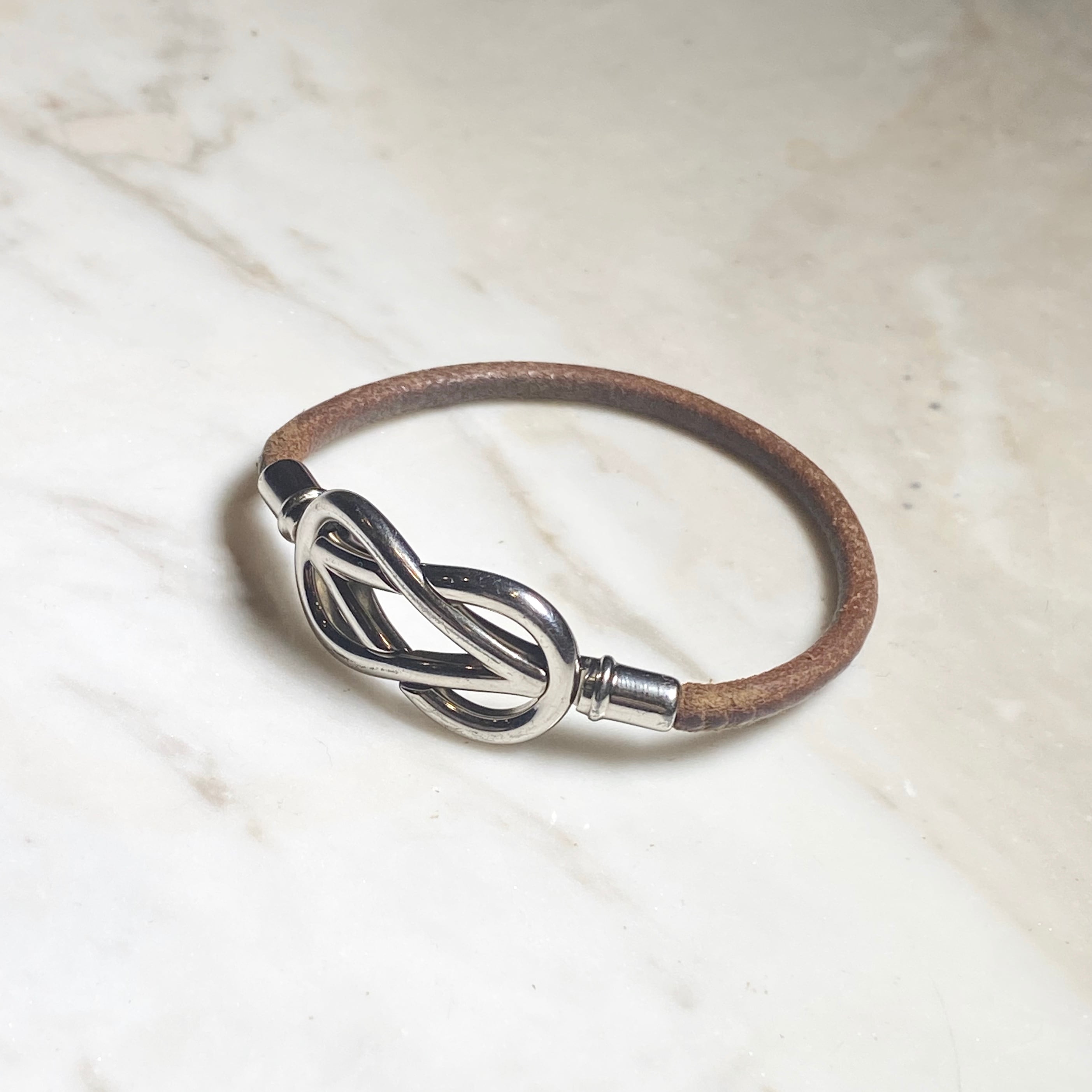 アクセサリー HERMES Leather Bracelet Silver Atame HERMES leather bracelet “atame” | NOIR ONLINE