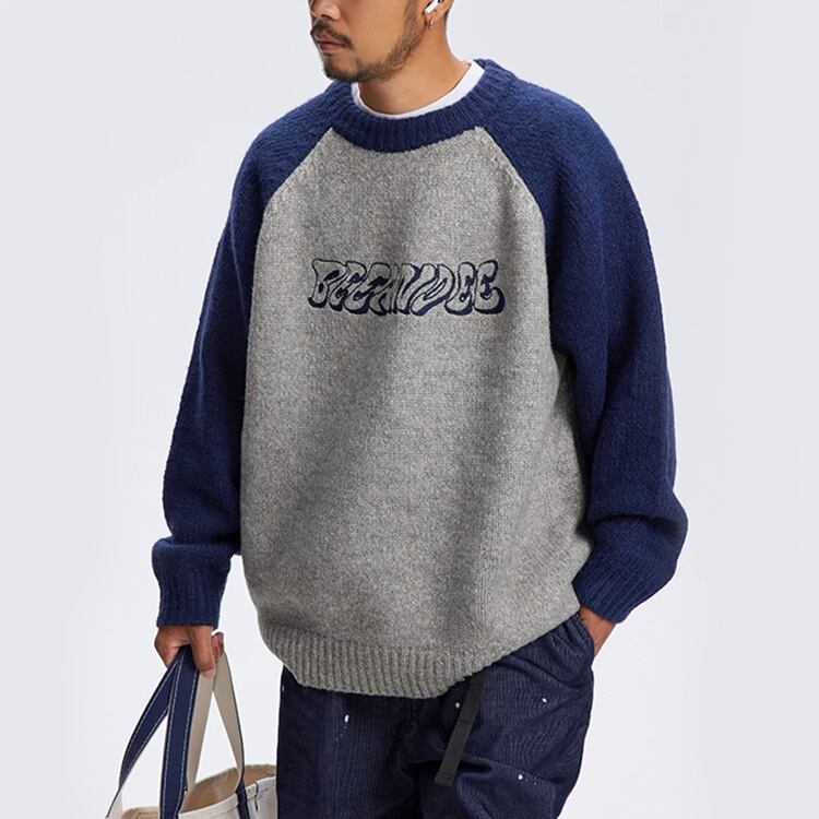 ★LETTER EMBROIDERY ROUND NECK SWEATER　　　A0868