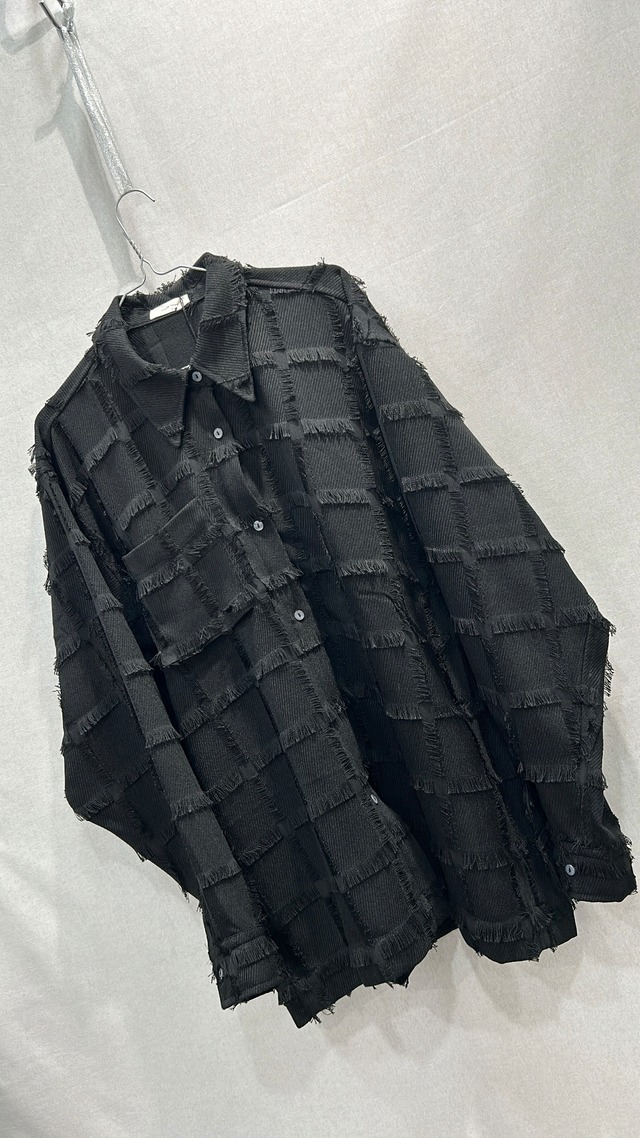 【Knuth Marf】fringe switching shirt(unisex) / black