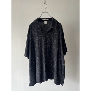 -PERRY ELLIS- 90's All-over pattern silk shirt