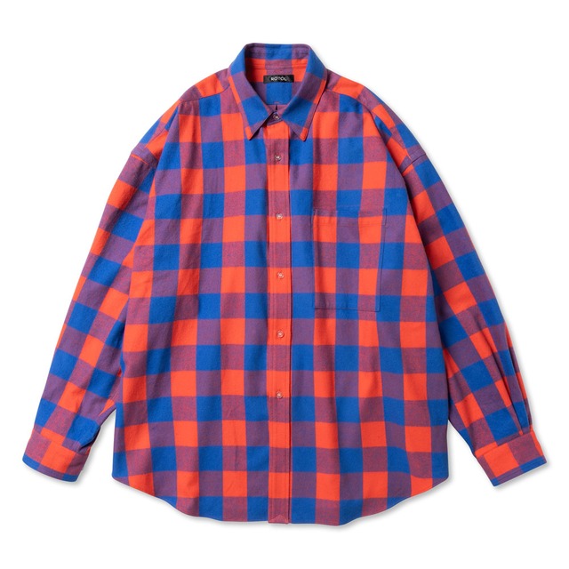ROTOL / Check Flannel Basic Wide Shirt (RED)