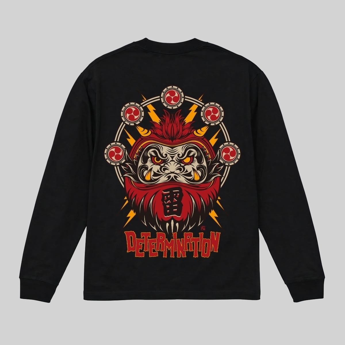 達磨シリーズ /風神・雷神 ロングTシャツ 黒/白 袖プリント有 L～2XL