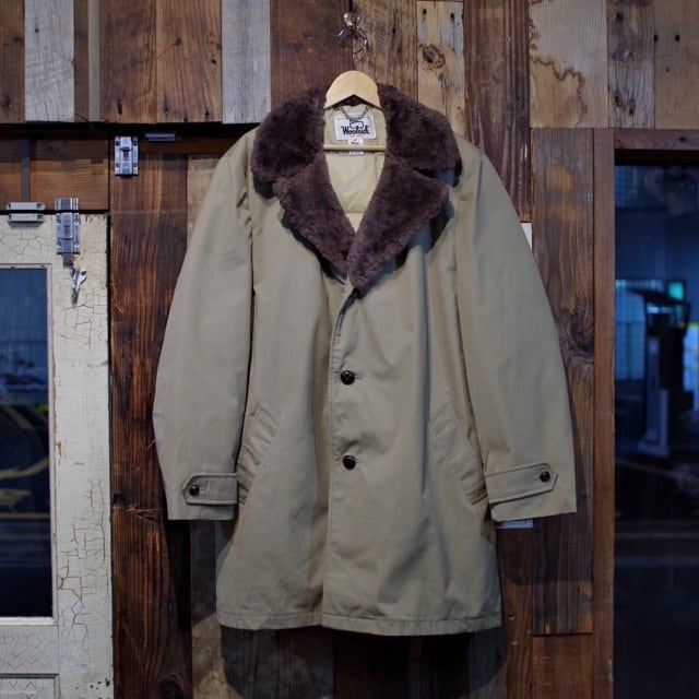 1970s Woolrich Down Car Coat with Real Mouton Collar / ウール