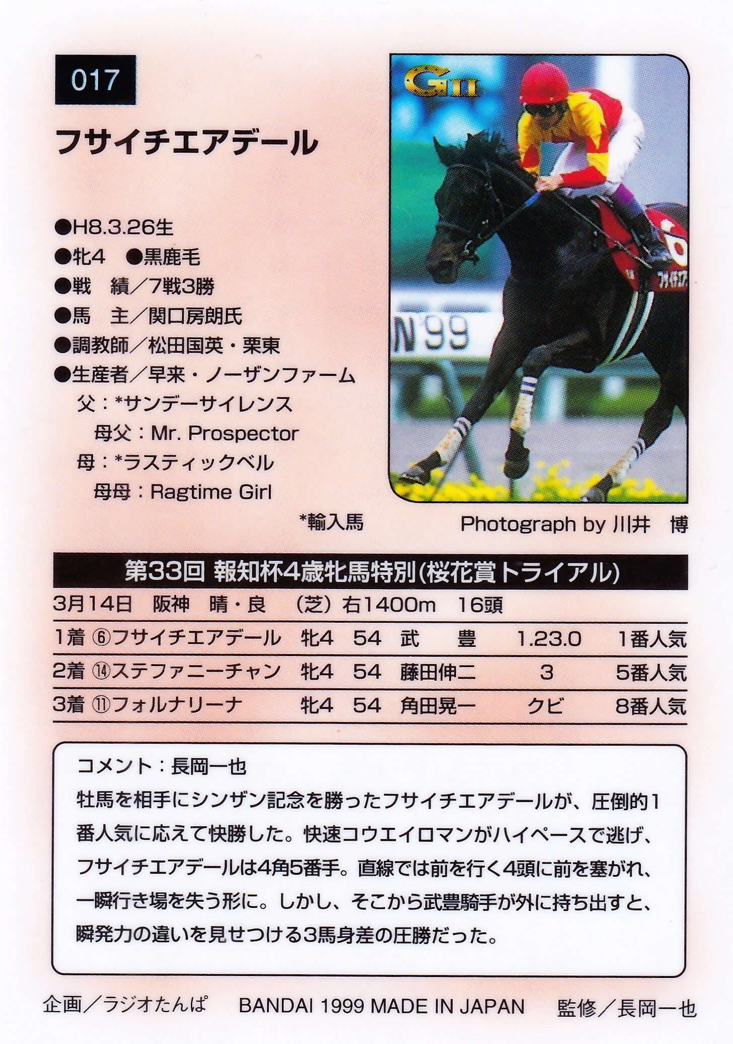 フサイチエアデール：第17回 報知杯4歳牝馬特別「サラブレッドカード