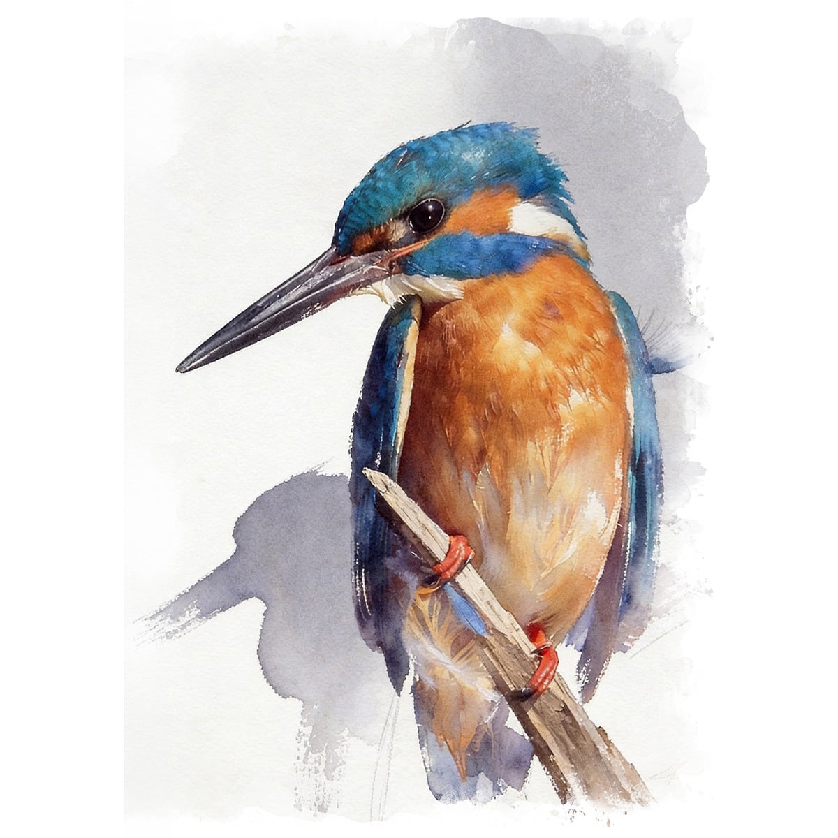 絵画 鳥 カワセミの絵 インテリアアート額付き 水彩画・油絵調 WAT0374