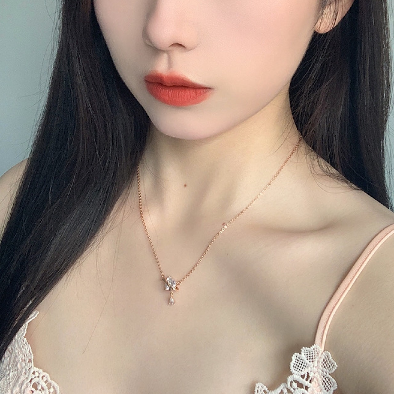 おしゃれ ハート 雫柄 かわいい レディース ネックレス - 5