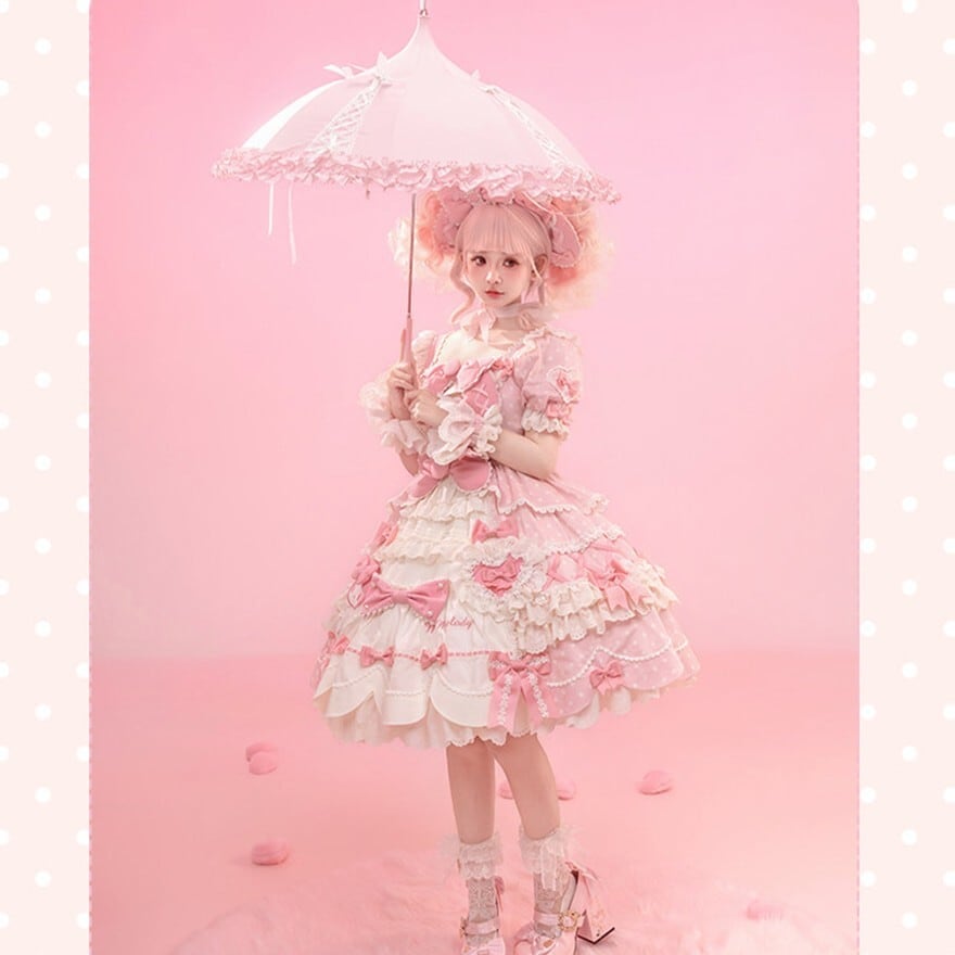 マイメロディコラボ ときめきピンクのアイドル甘ロリワンピース