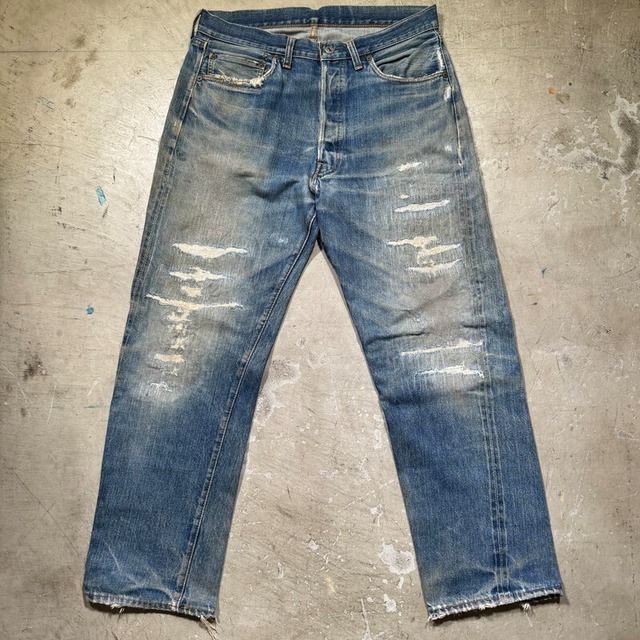 60's 70's LEVI'S リーバイス 501 デニム Big E 足長R 刻印2 セルヴィッジ リペア ダメージ グランジ 色落ち良好 実寸W32 USA製 希少 ヴィンテージ BA-2519 RM2938H